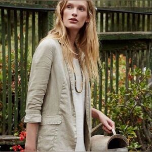Anthropologie Marrakech Linen One Button Blazer M